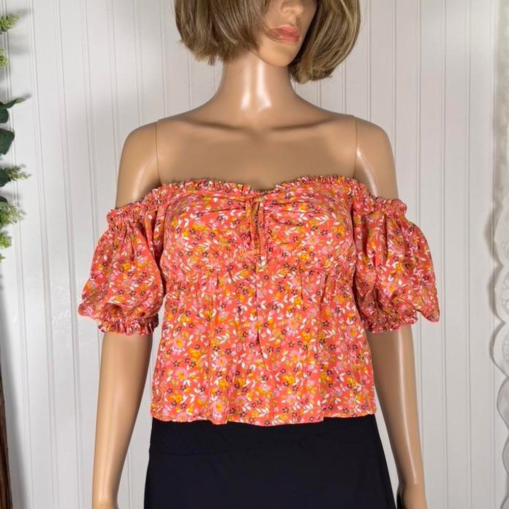 Billabong floral smocked peasant top